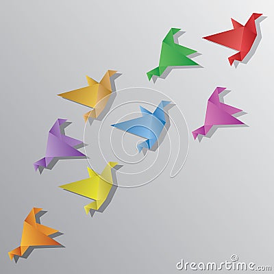 Origami Birds Vector Illustration