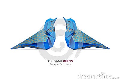 Origami blue birds couple Stock Photo