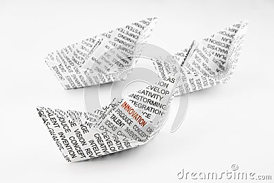 Origami boats, innovation idea Stock Photo