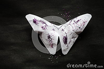 Origami butterfly sprinkle with glitter Stock Photo