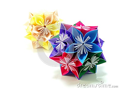 Origami colorful flowers Stock Photo