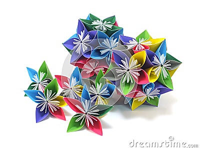 Origami colorful flowers Stock Photo