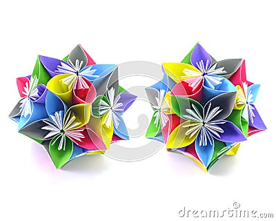 Origami colorful flowers Stock Photo