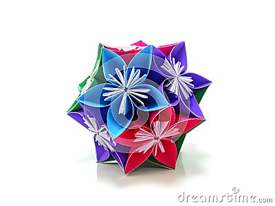 Origami colorful flowers isolated Stock Photo