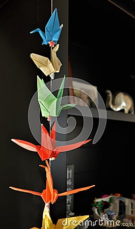 Hanging Paper Cranes Editorial Stock Photo