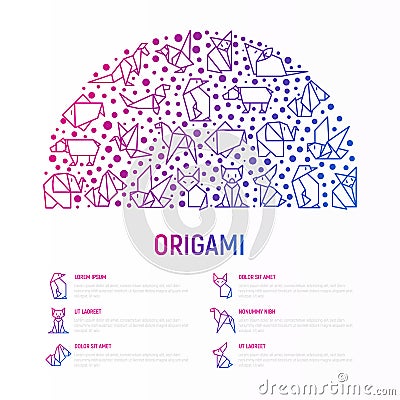 Origami concept in half circle Vector Illustration