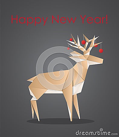 Origami deer, Christmas greeting card, vector illustration, eps10 Vector Illustration