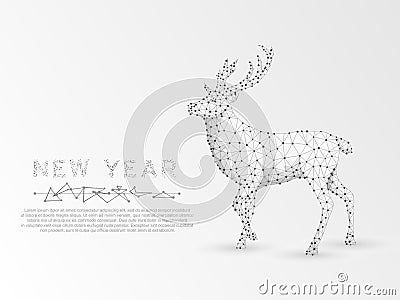 Origami Deer. Polygonal low poly Holiday reindeer wireframe concept. Vector on white background Vector Illustration