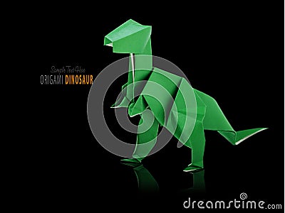 Origami dinosaur on black Stock Photo