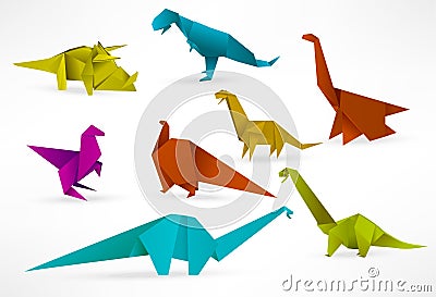 Origami dinosaurs Vector Illustration