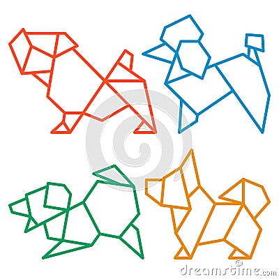 Origami Dogs Icon Set 2 Vector Illustration