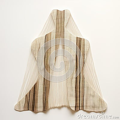 Minimal Textile Art: Wood And Stripes Dress In Translucent Overlapping Style Stock Photo