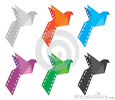 Origami Film Bird Vector Illustration