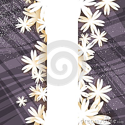 Origami Floral Greeting Card. Beautiful bouquet. Rectangle Frame for text Vector Illustration