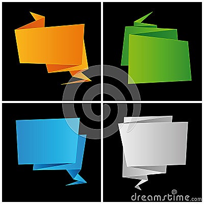 Origami, folded paper, set speech bubble Vector Illustration