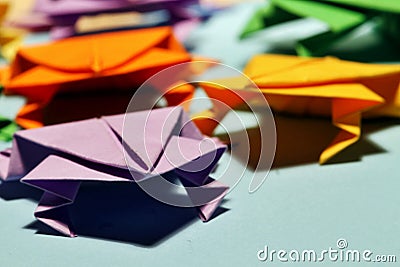 Origami frogs Stock Photo