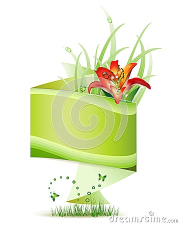 Origami green background Vector Illustration