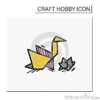 Origami hand draw color icon Vector Illustration