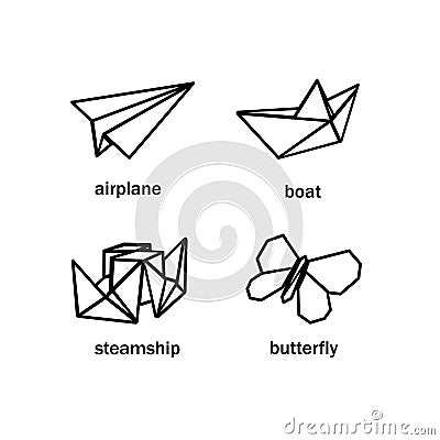 Origami icons set vector illustration Vector Illustration