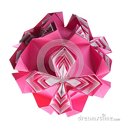 Origami kusudama pink box Stock Photo