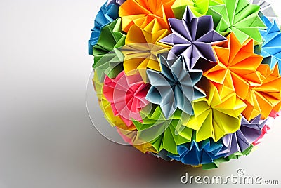 Origami kusudama rainbow Stock Photo