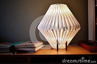 origami lampshade with intricate paper folds Stock Photo