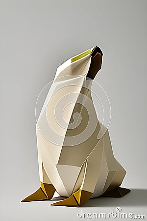 Origami monk seal on light background Stock Photo