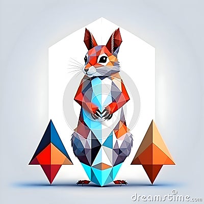 Origami monkey on light background with reflection. Stock Photo