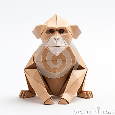 Origami Monkey: A Stunning Creation In The Style Of Martin Rak And Sam Bosma Stock Photo