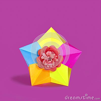 Origami multicolored star Stock Photo
