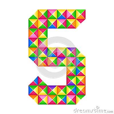 Origami number 5 fifth Realistic 3D origami effect isolated. Figure of alphabet, digit. Stock Photo