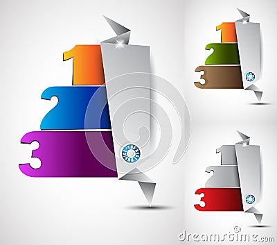 Origami option menu' with 3 choices Stock Photo