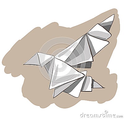 Origami painted bird Vector Illustration