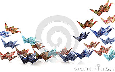 Origami paper birds Stock Photo