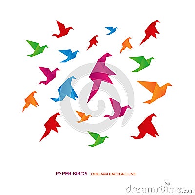 Origami paper birds Vector Illustration