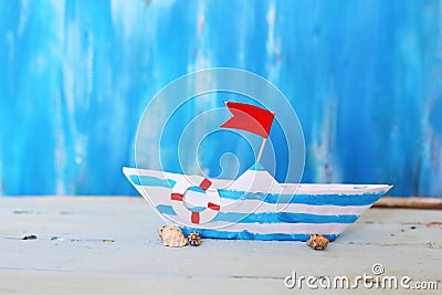 Origami paper boat Stock Photo