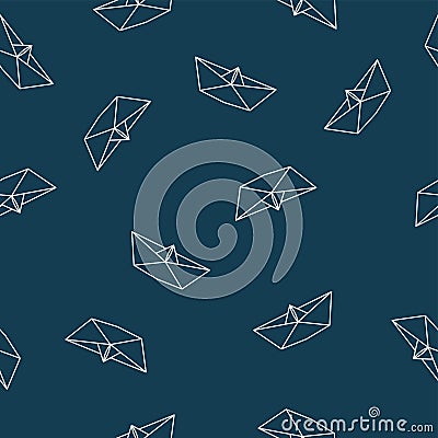 Origami paper boat seamless pattern Vector Illustration