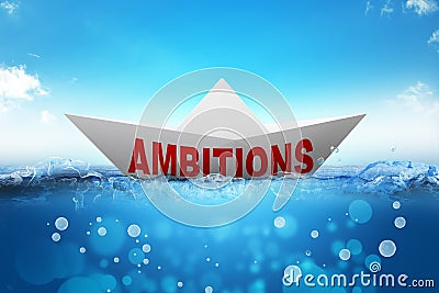 Origami paper boat with word ambitions Stock Photo