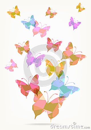 Origami paper butterflies silhouettes Cartoon Illustration