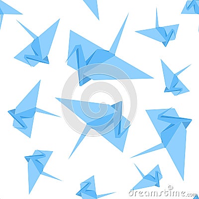 Origami Paper Crane Background Pattern. Vector Vector Illustration