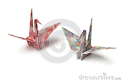 Origami paper crane birds Stock Photo