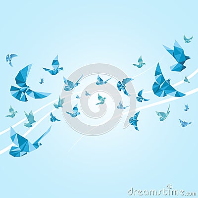 Origami paper doves. Vector abstract background Vector Illustration