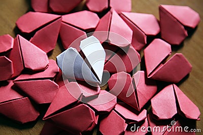 Origami paper hearts Stock Photo