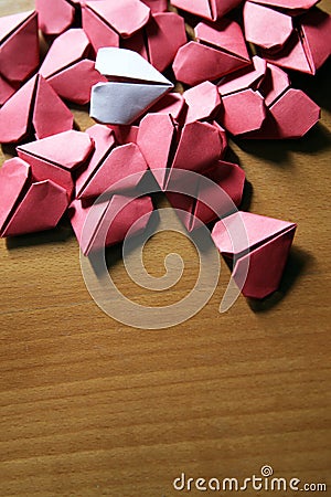 Origami paper hearts Stock Photo