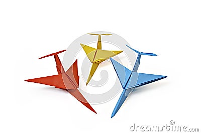 Origami Paper plane on the white background Stock Photo