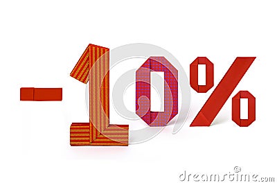 Origami text of discount sale 10 percent Stock Photo