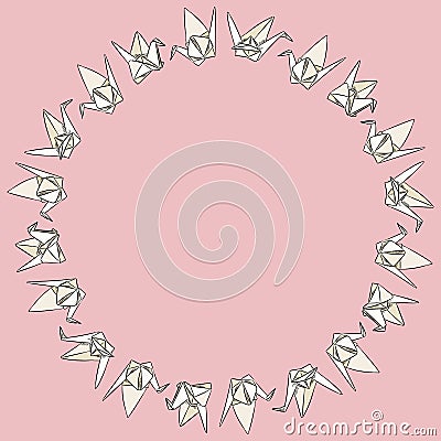 Origami paper swand hand drawn doodles ornament wreath Vector Illustration