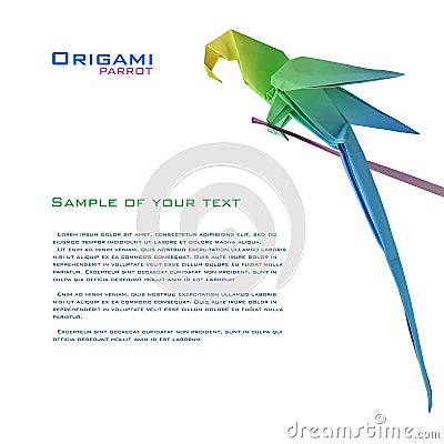 Origami parrot on a branch Stock Photo