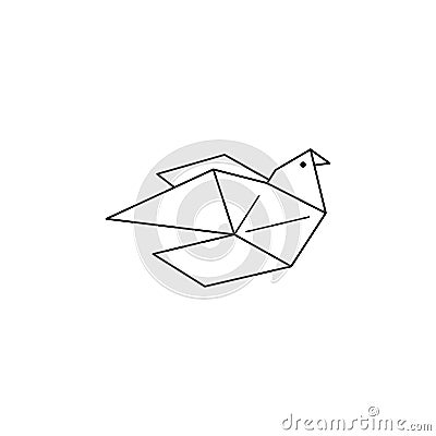 Origami Pigeon Icon in a Trendy minimalistic Linear Style. Folded Paper Bird Figures. Vector Illustration Vector Illustration