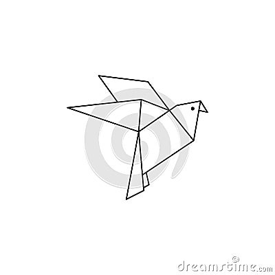 Origami Pigeon Icon in a Trendy minimalistic Linear Style. Folded Paper Bird Figures. Vector Illustration Vector Illustration